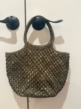 Woven Olive Green Tote Handbag